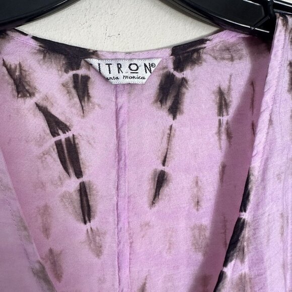 CITRON Santa Monica Colorful Tie Dye Maxi Tank Dress V-neck Purple Hanky hem M - Picture 3 of 4